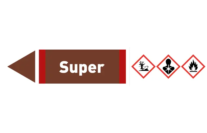 Pfeil links Super braun/weiß 125x25 mm Pfeil links Super braun/weiß 125x25 mm