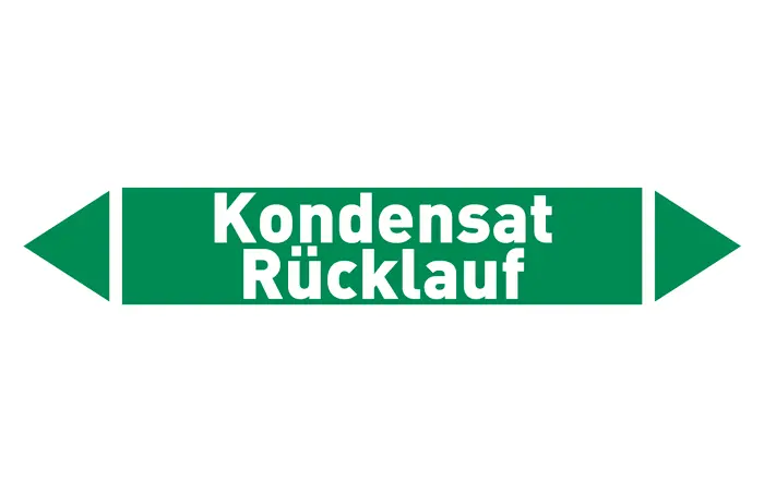 Pfeil Kondensat Rücklauf grün/weiß 215x40 mm Pfeil Kondensat Rücklauf grün/weiß 215x40 mm