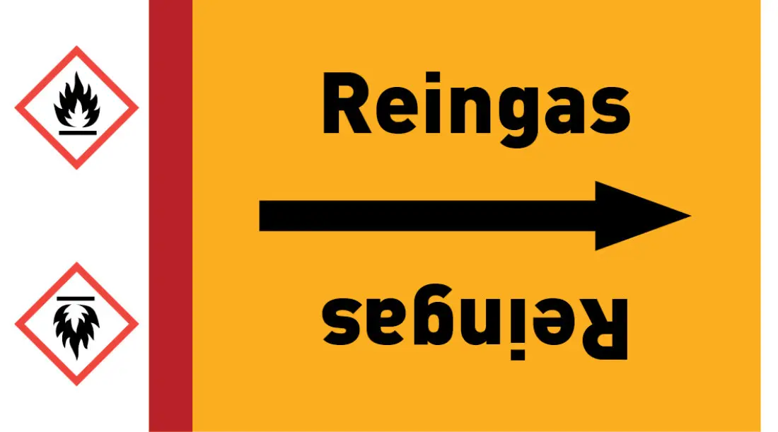 Kennzeichnungsband Reingas gelb/schwarz ab Ø 50 mm 33 m/Rolle Kennzeichnungsband Reingas gelb/schwarz ab Ø 50 mm 33 m/Rolle