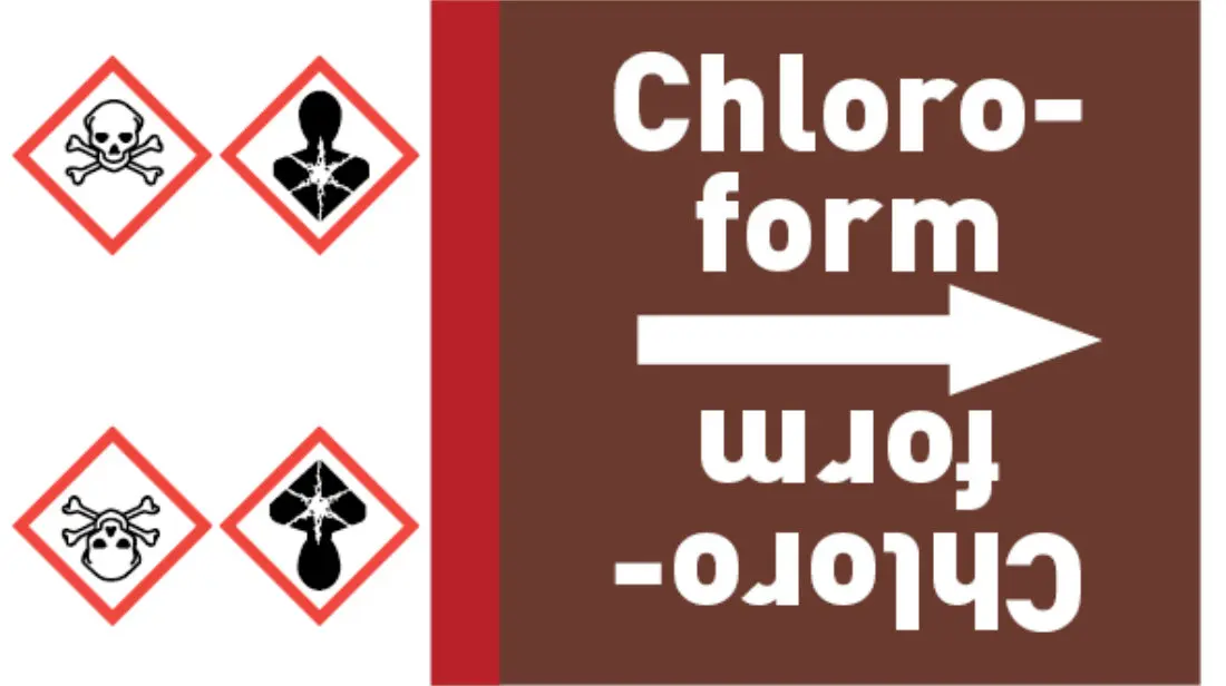 Kennzeichnungsband Chloroform braun/weiß bis Ø 50 mm 33 m/Rolle Kennzeichnungsband Chloroform braun/weiß bis Ø 50 mm 33 m/Rolle