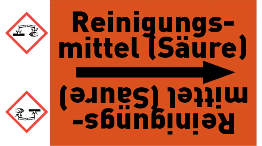 Kennzeichnungsband Reinigungsmittel (Säure) orange/schwarz bis Ø 50 mm 33 m/Rolle Kennzeichnungsband Reinigungsmittel (Säure) orange/schwarz bis Ø 50 mm 33 m/Rolle