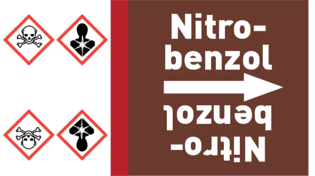 Kennzeichnungsband Nitrobenzol braun/weiß bis Ø 50 mm 33 m/Rolle Kennzeichnungsband Nitrobenzol braun/weiß bis Ø 50 mm 33 m/Rolle
