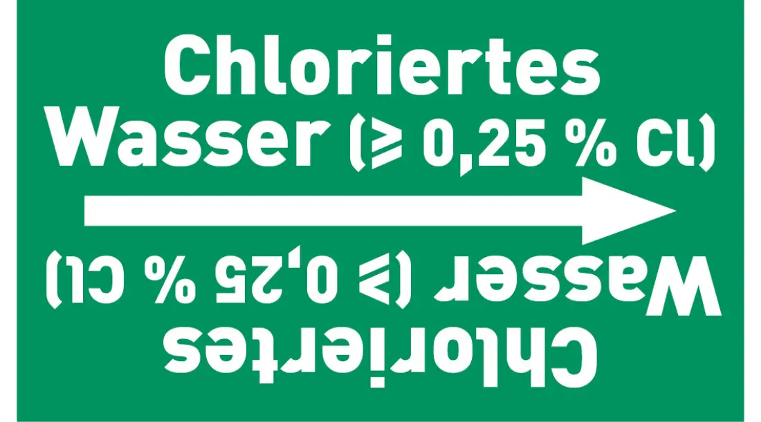 Kennzeichnungsband Chloriertes Wasser (≥ 0,25 % Cl) grün/weiß ab Ø 50 mm 33 m/Rolle Kennzeichnungsband Chloriertes Wasser (≥ 0,25 % Cl) grün/weiß ab Ø 50 mm 33 m/Rolle