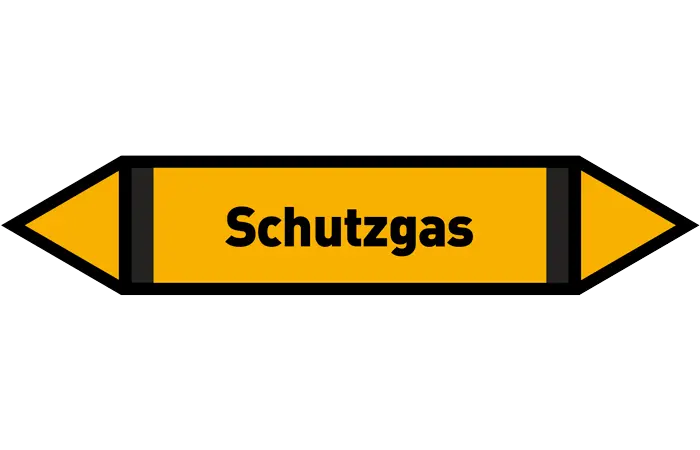 Pfeil Schutzgas gelb/schwarz 125x25 mm Pfeil Schutzgas gelb/schwarz 125x25 mm