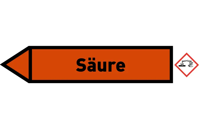 Pfeil links Säure orange/schwarz 215x40 mm Pfeil links Säure orange/schwarz 215x40 mm