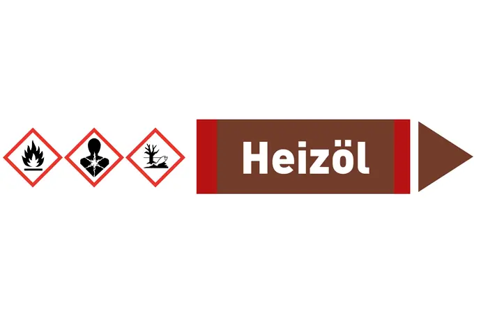 Pfeil rechts Heizöl braun/weiß 215x40 mm Pfeil rechts Heizöl braun/weiß 215x40 mm