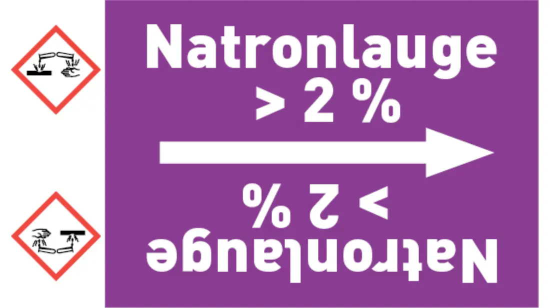 Kennzeichnungsband Natronlauge > 2 % violett/weiß bis Ø 50 mm 33 m/Rolle Kennzeichnungsband Natronlauge > 2 % violett/weiß bis Ø 50 mm 33 m/Rolle