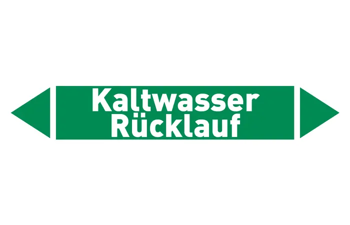 Pfeil Kaltwasser Rücklauf grün/weiß 215x40 mm Pfeil Kaltwasser Rücklauf grün/weiß 215x40 mm