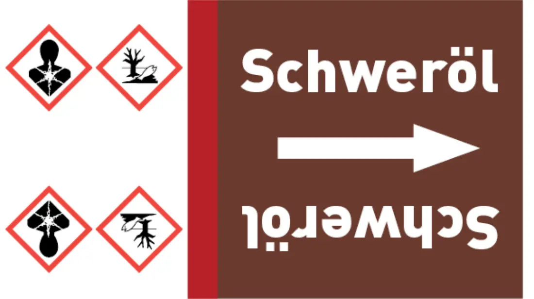 Kennzeichnungsband Schweröl braun/weiß bis Ø 50 mm 33 m/Rolle Kennzeichnungsband Schweröl braun/weiß bis Ø 50 mm 33 m/Rolle