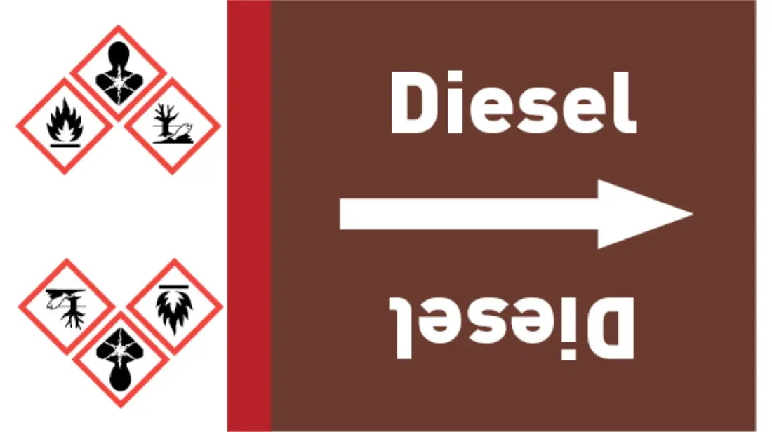 Kennzeichnungsband Diesel braun/weiß bis Ø 50 mm 33 m/Rolle Kennzeichnungsband Diesel braun/weiß bis Ø 50 mm 33 m/Rolle