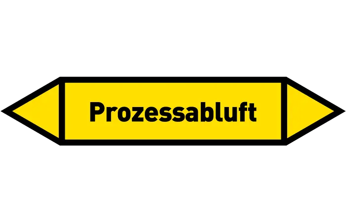 Pfeil Prozessabluft gelb/schwarz 125x25 mm Pfeil Prozessabluft gelb/schwarz 125x25 mm