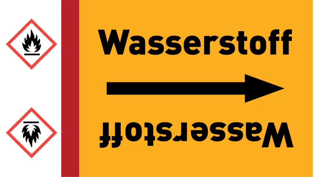 Kennzeichnungsband Wasserstoff gelb/schwarz ab Ø 50 mm 33 m/Rolle Kennzeichnungsband Wasserstoff gelb/schwarz ab Ø 50 mm 33 m/Rolle
