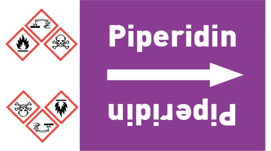 Kennzeichnungsband Piperidin violett/weiß bis Ø 50 mm 33 m/Rolle Kennzeichnungsband Piperidin violett/weiß bis Ø 50 mm 33 m/Rolle