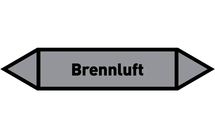 Pfeil Brennluft grau/schwarz 125x25 mm Pfeil Brennluft grau/schwarz 125x25 mm