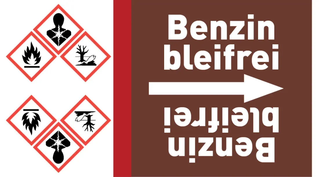 Kennzeichnungsband Benzin bleifrei braun/weiß ab Ø 50 mm 33 m/Rolle Kennzeichnungsband Benzin bleifrei braun/weiß ab Ø 50 mm 33 m/Rolle