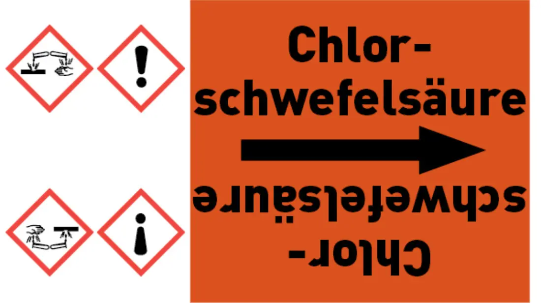 Kennzeichnungsband Chlorschwefelsäure orange/schwarz bis Ø 50 mm 33 m/Rolle Kennzeichnungsband Chlorschwefelsäure orange/schwarz bis Ø 50 mm 33 m/Rolle