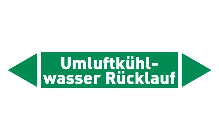Pfeil Umluftkühlwasser Rücklauf grün/weiß 125x25 mm Pfeil Umluftkühlwasser Rücklauf grün/weiß 125x25 mm