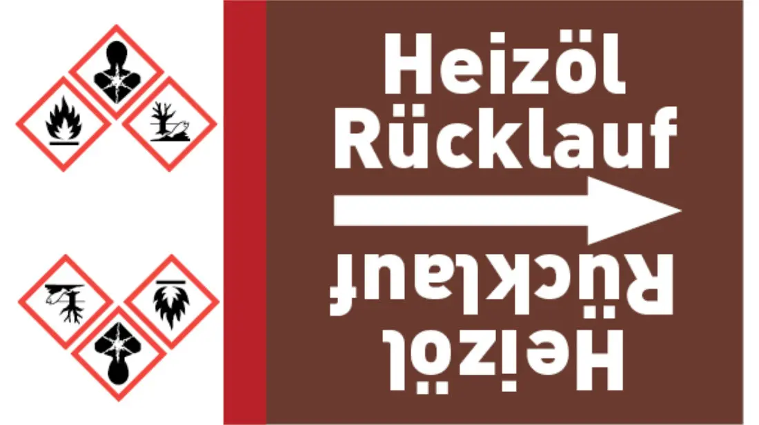 Kennzeichnungsband Heizöl Rücklauf braun/weiß bis Ø 50 mm 33 m/Rolle Kennzeichnungsband Heizöl Rücklauf braun/weiß bis Ø 50 mm 33 m/Rolle