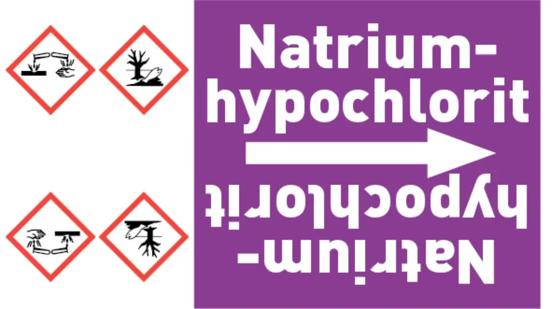 Kennzeichnungsband Natriumhypochlorit violett/weiß bis Ø 50 mm 33 m/Rolle Kennzeichnungsband Natriumhypochlorit violett/weiß bis Ø 50 mm 33 m/Rolle