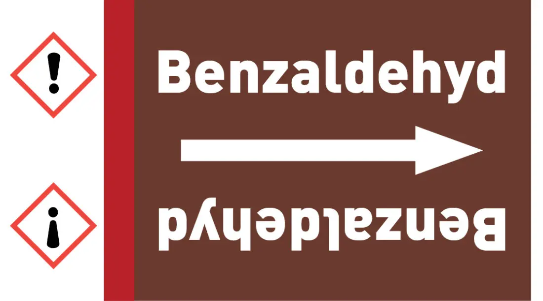 Kennzeichnungsband Benzaldehyd braun/weiß ab Ø 50 mm 33 m/Rolle Kennzeichnungsband Benzaldehyd braun/weiß ab Ø 50 mm 33 m/Rolle