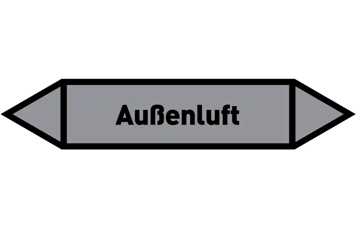 Pfeil Außenluft grau/schwarz 125x25 mm Pfeil Außenluft grau/schwarz 125x25 mm