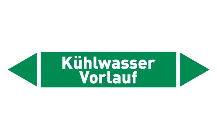 Pfeil Kühlwasser Vorlauf grün/weiß 125x25 mm Pfeil Kühlwasser Vorlauf grün/weiß 125x25 mm