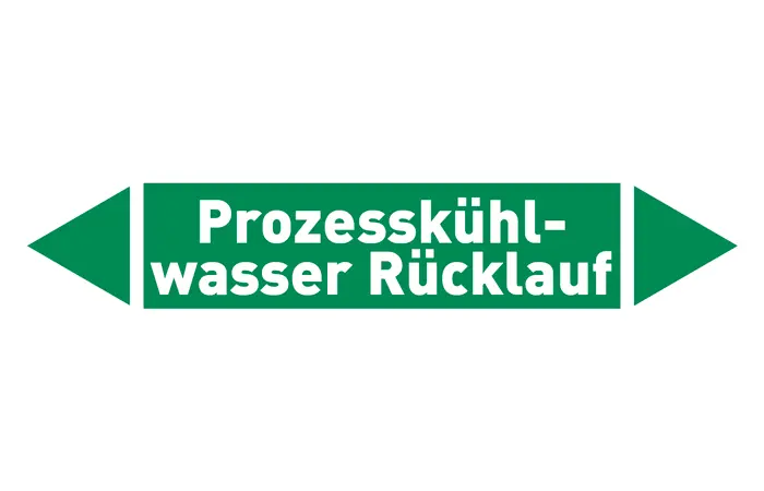 Pfeil Prozesskühlwasser Rücklauf grün/weiß 125x25 mm
