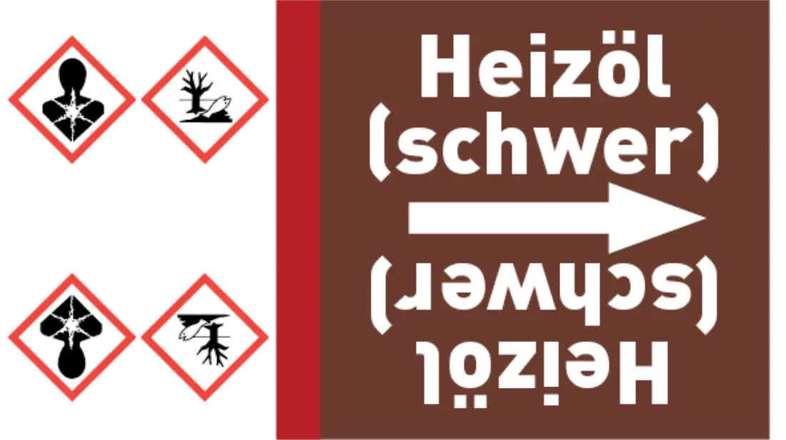 Kennzeichnungsband Heizöl (schwer) braun/weiß bis Ø 50 mm 33 m/Rolle Kennzeichnungsband Heizöl (schwer) braun/weiß bis Ø 50 mm 33 m/Rolle