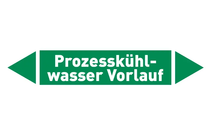 Pfeil Prozesskühlwasser Vorlauf grün/weiß 125x25 mm Pfeil Prozesskühlwasser Vorlauf grün/weiß 125x25 mm