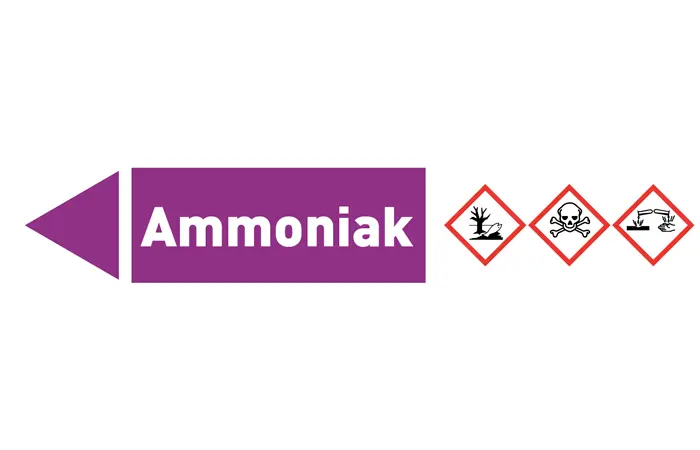 Pfeil links Ammoniak violett/weiß 125x25 mm Pfeil links Ammoniak violett/weiß 125x25 mm