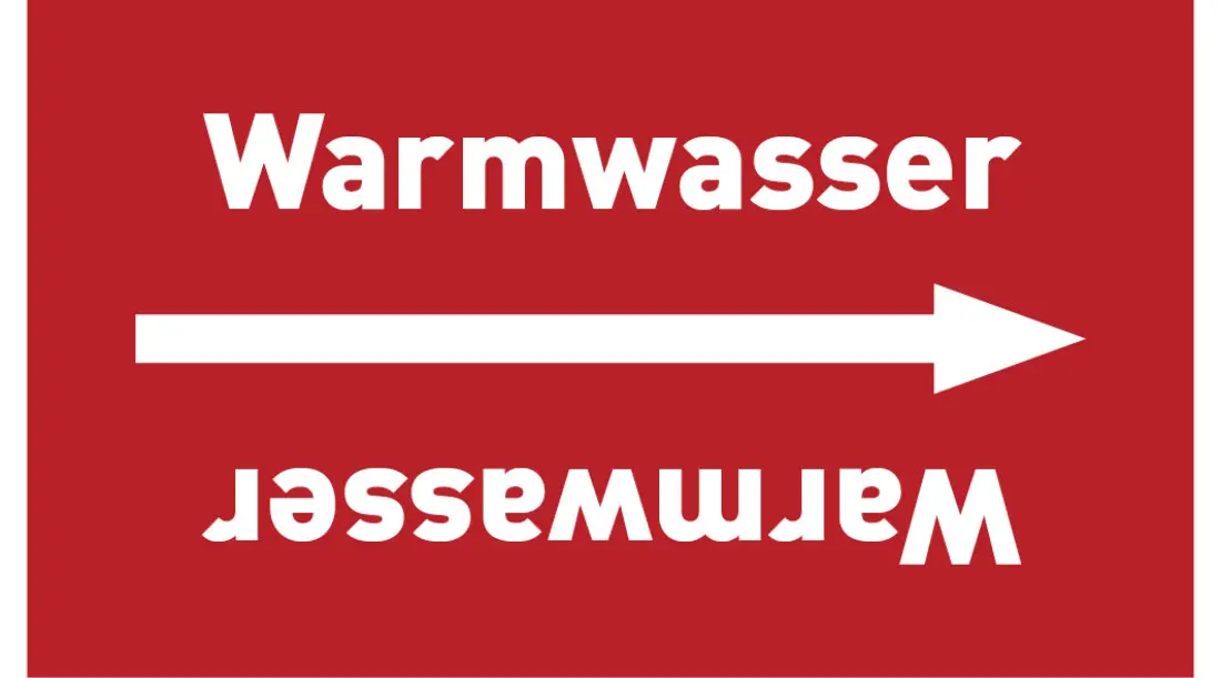 Kennzeichnungsband Warmwasser rot/weiß, ab Ø 50 mm 33 m/Rolle Kennzeichnungsband Warmwasser rot/weiß, ab Ø 50 mm 33 m/Rolle