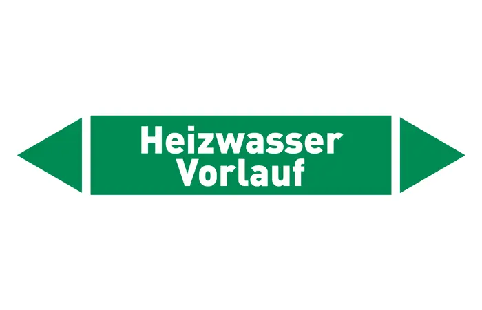 Pfeil Heizwasser Vorlauf grün/weiß 125x25 mm Pfeil Heizwasser Vorlauf grün/weiß 125x25 mm
