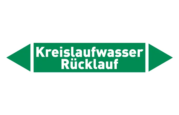 Pfeil Kreislaufwasser Rücklauf grün/weiß 125x25 mm Pfeil Kreislaufwasser Rücklauf grün/weiß 125x25 mm
