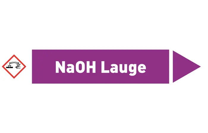 Pfeil rechts NaOH Lauge violett/weiß 125x25 mm Pfeil rechts NaOH Lauge violett/weiß 125x25 mm