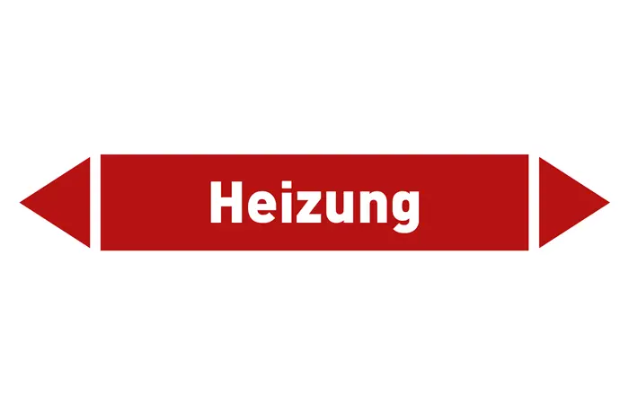 Pfeil Heizung rot/weiß 215x40 mm Pfeil Heizung rot/weiß 215x40 mm