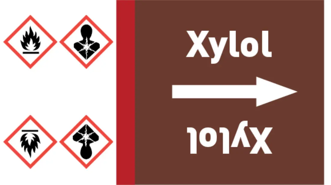 Kennzeichnungsband Xylol braun/weiß bis Ø 50 mm 33 m/Rolle Kennzeichnungsband Xylol braun/weiß bis Ø 50 mm 33 m/Rolle