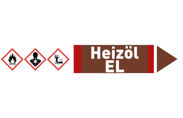 Pfeil rechts Heizöl EL braun/weiß 215x40 mm