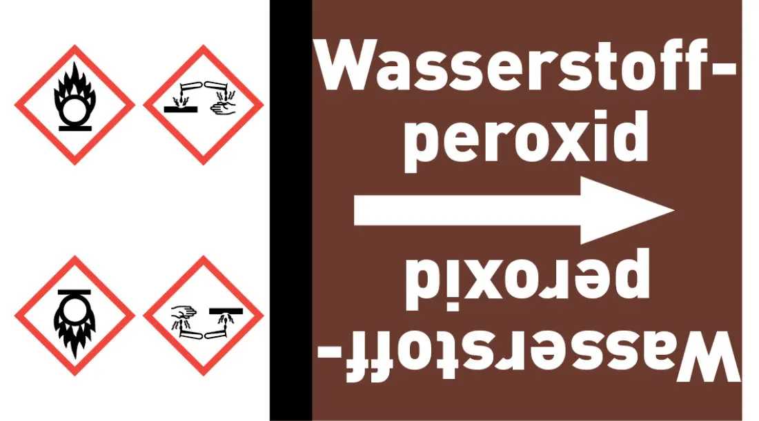 Kennzeichnungsband Wasserstoffperoxid braun/weiß ab Ø 50 mm 33 m/Rolle Kennzeichnungsband Wasserstoffperoxid braun/weiß ab Ø 50 mm 33 m/Rolle