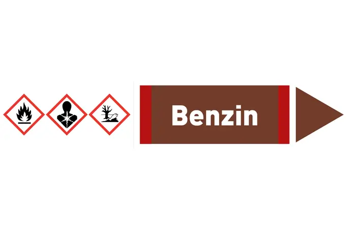 Pfeil rechts Benzin braun/weiß 125x25 mm Pfeil rechts Benzin braun/weiß 125x25 mm