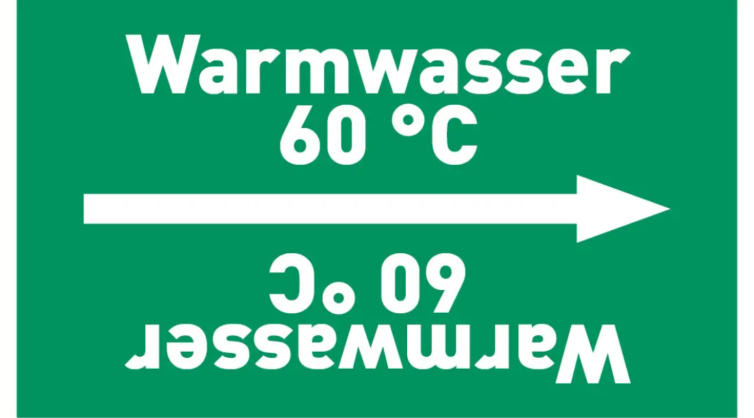 Kennzeichnungsband Warmwasser 60 °C grün/weiß ab Ø 50 mm 33 m/Rolle Kennzeichnungsband Warmwasser 60 °C grün/weiß ab Ø 50 mm 33 m/Rolle