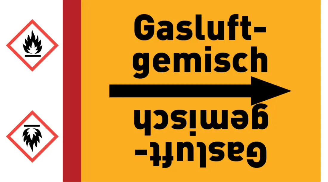 Kennzeichnungsband Gasluftgemisch gelb/schwarz ab Ø 50 mm 33 m/Rolle Kennzeichnungsband Gasluftgemisch gelb/schwarz ab Ø 50 mm 33 m/Rolle