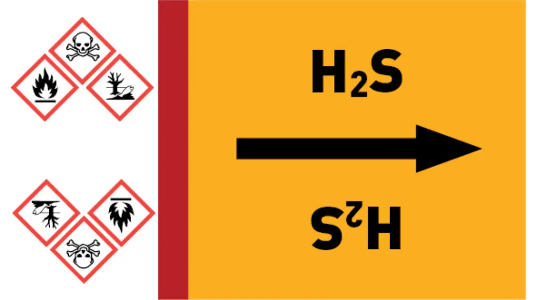 Kennzeichnungsband H2S gelb/schwarz bis Ø 50 mm 33 m/Rolle Kennzeichnungsband H2S gelb/schwarz bis Ø 50 mm 33 m/Rolle
