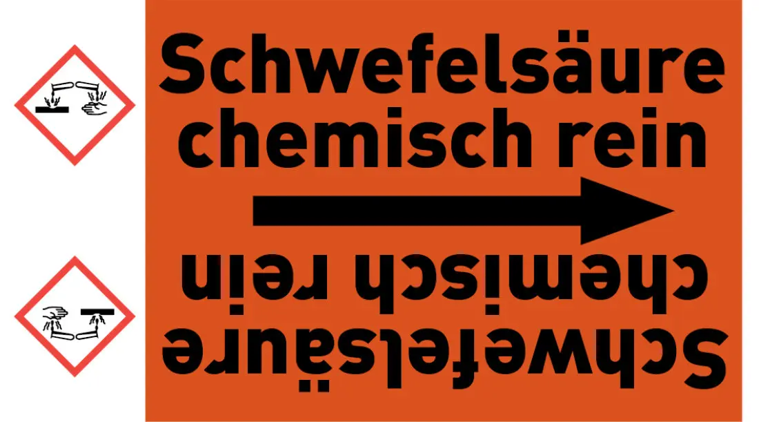 Kennzeichnungsband Schwefelsäure chemisch rein orange/schwarz ab Ø 50 mm 33 m/Rolle Kennzeichnungsband Schwefelsäure chemisch rein orange/schwarz ab Ø 50 mm 33 m/Rolle