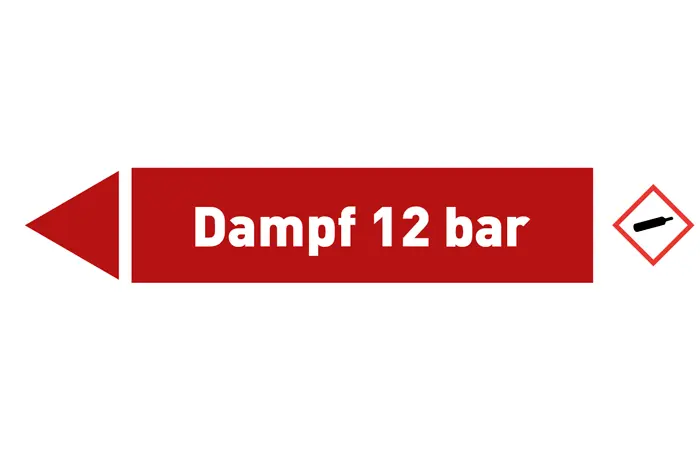 Pfeil links Dampf 12 bar rot/weiß 125x25 mm Pfeil links Dampf 12 bar rot/weiß 125x25 mm