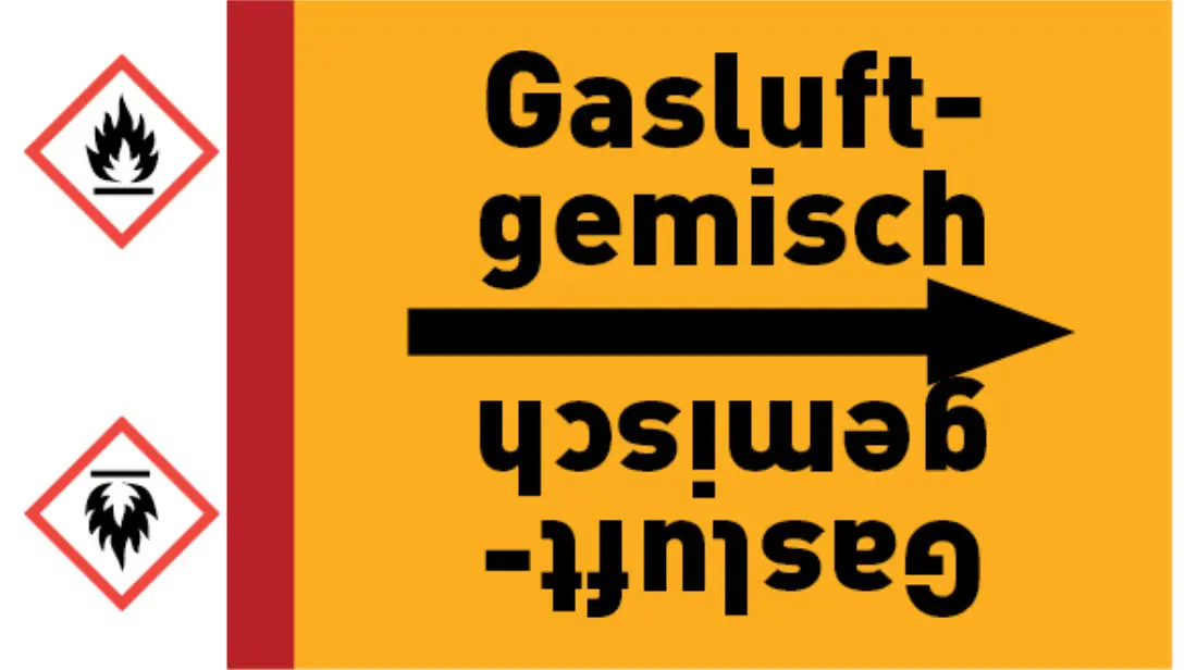 Kennzeichnungsband Gasluftgemisch gelb/schwarz bis Ø 50 mm 33 m/Rolle Kennzeichnungsband Gasluftgemisch gelb/schwarz bis Ø 50 mm 33 m/Rolle