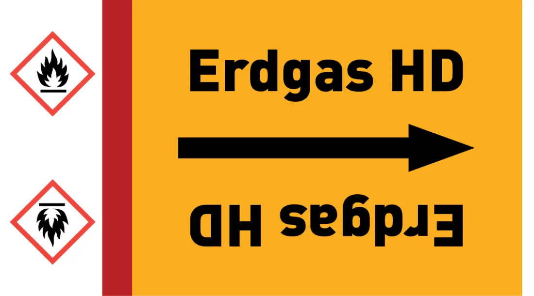 Kennzeichnungsband Erdgas HD gelb/schwarz ab Ø 50 mm 33 m/Rolle Kennzeichnungsband Erdgas HD gelb/schwarz ab Ø 50 mm 33 m/Rolle