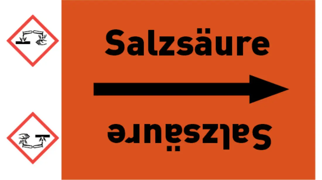 Kennzeichnungsband Salzsäure orange/schwarz bis Ø 50 mm 33 m/Rolle Kennzeichnungsband Salzsäure orange/schwarz bis Ø 50 mm 33 m/Rolle