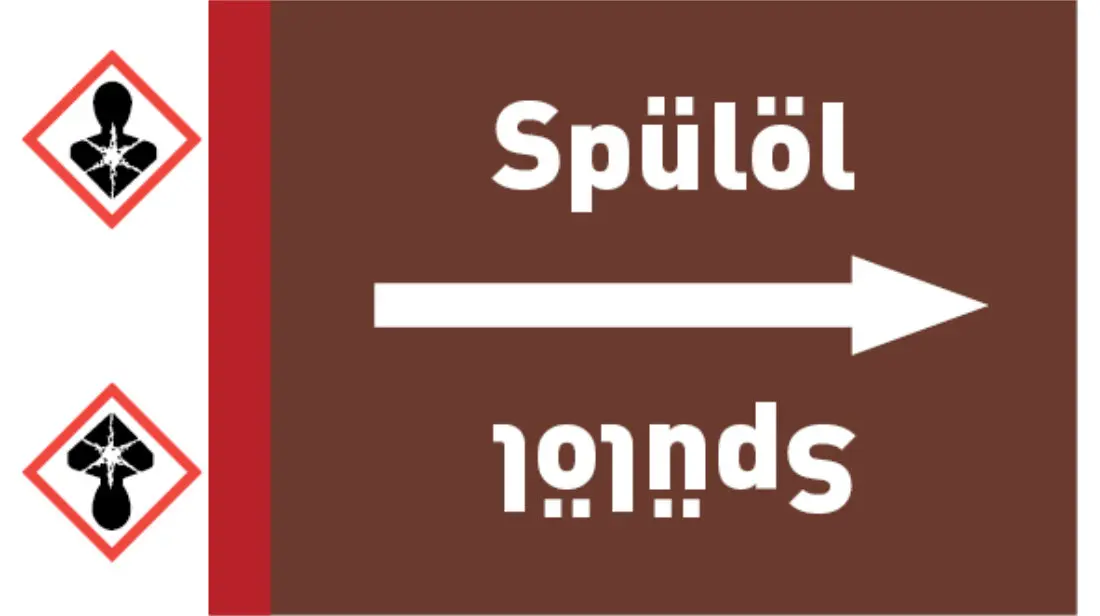 Kennzeichnungsband Spülöl braun/weiß bis Ø 50 mm 33 m/Rolle Kennzeichnungsband Spülöl braun/weiß bis Ø 50 mm 33 m/Rolle