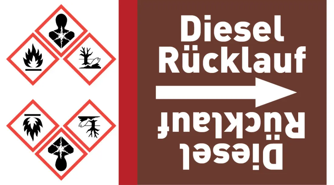 Kennzeichnungsband Diesel Rücklauf braun/weiß ab Ø 50 mm 33 m/Rolle Kennzeichnungsband Diesel Rücklauf braun/weiß ab Ø 50 mm 33 m/Rolle