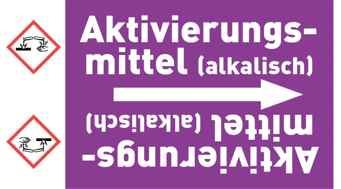 Kennzeichnungsband Aktivierungsmittel (alkalisch) violett/weiß ab Ø 50 mm 33 m/Rolle Kennzeichnungsband Aktivierungsmittel (alkalisch) violett/weiß ab Ø 50 mm 33 m/Rolle